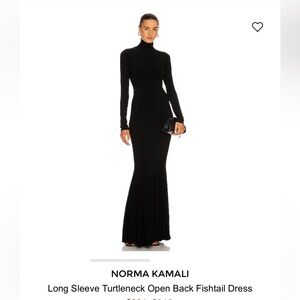 Norma Kamali Long Sleeve Turtleneck Open Back Fishtail Dress (M)